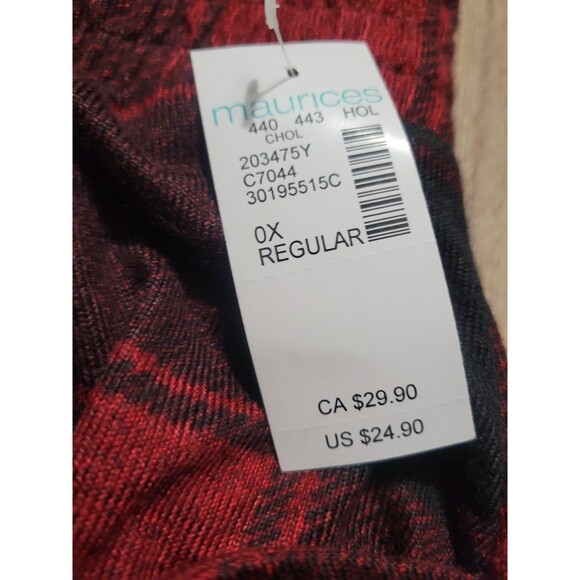 NWT Maurices Soft Jogger Pants Red Black Buffalo Plaid pull on Plus Size 0x - Picture 3 of 8
